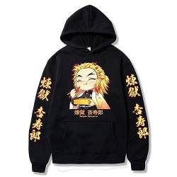 zhedu Anime Demon Slayer Hoodie Rengoku Kyoujuro Mit Kapuze Männer Frauen Übergroßen Lose Pullover Streetwear Tops Harajuku Trainingsanzug (Color 01,XS) von zhedu