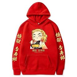 zhedu Anime Demon Slayer Hoodie Rengoku Kyoujuro Mit Kapuze Männer Frauen Übergroßen Lose Pullover Streetwear Tops Harajuku Trainingsanzug (Color 07,XS) von zhedu