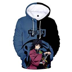 zhedu Anime Demon Slayer Kamado Nezuko 3D-Druck Hoodie Sweatshirts Männer Frauen Mode Lässige Pullover Harajuku Streetwear Hoodies (S,Tomioka Giyuu) von zhedu