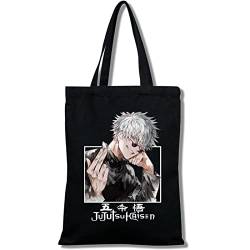 zhedu Anime Jujutsu Kaisen Canvas Tote Bag Harajuku Casual Punk Gothic Print Large Capacity Bag Gothic Shoulder Bag for Damen Fans Gift (Color 04) von zhedu