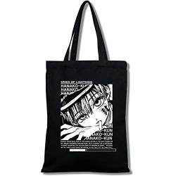 zhedu Anime Toilet Bound Hanako Kun Canvas Tote Bag Harajuku Casual Punk Gothic Print Large Capacity Bag Gothic Shoulder Bag for Damen Fans Gift (Color 01) von zhedu