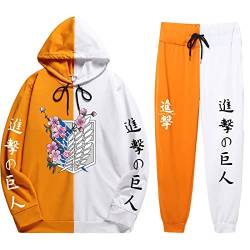 zhedu Anime Unisex Attack on Titan Hoodie Hosen Zweiteiler Sweatshirt Anzug Unisex Cosplay Trainingsanzug Outfits (XXS-4XL) (S,color 03) von zhedu