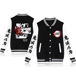 zhedu Demon Slayer Lässige Baseball Uniform Unisex Harajuku Gothic Button Cardigan Herbst- Und Wintermantel Übergroße Langarmjacke (color 01,L) von zhedu