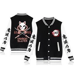 zhedu Demon Slayer Lässige Baseball Uniform Unisex Harajuku Gothic Button Cardigan Herbst- Und Wintermantel Übergroße Langarmjacke (color 04,M) von zhedu