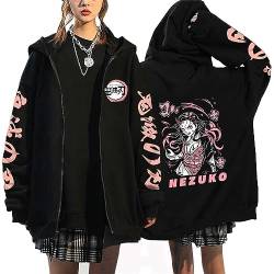zhedu Demon Slayer Zip Up Hoodie Kamado Nezuko Grafik Harajuku Langarm Y2k Casual Oversize Hip Hop Punk Streetwear Mantel (3XL,Color 06) von zhedu