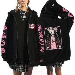 zhedu Demon Slayer Zip Up Hoodie Kamado Nezuko Grafik Harajuku Langarm Y2k Casual Oversize Hip Hop Punk Streetwear Mantel (4XL,Color 02) von zhedu