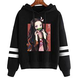 zhedu Japan Anime Demon Slayer Hip Hop Nezuko Kamado Hoodie Sweatshirt Lustige Streetwear Fashion Striped Hooded (M,Color 01) von zhedu