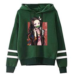 zhedu Japan Anime Demon Slayer Hip Hop Nezuko Kamado Hoodie Sweatshirt Lustige Streetwear Fashion Striped Hooded (XL,Color 03) von zhedu