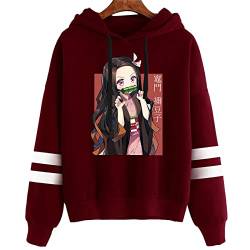 zhedu Japan Anime Demon Slayer Hip Hop Nezuko Kamado Hoodie Sweatshirt Lustige Streetwear Fashion Striped Hooded (XXS,Color 04) von zhedu