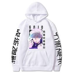 zhedu Japan Anime Jujutsu Kaisen Gojo Satoru Hoodies Sweatshirt Casual Anime Pullover Print Lose Langarm Herren Hoodie Streetwear (L,Color 02) von zhedu