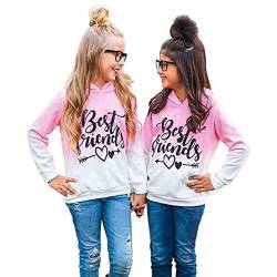 zhen+zhen Sweatshirt Pullover Kapuzenpullover Mädchen Kinder Langarmshirts Best Friends T-Shirt Kleinkind Herbst Winter Oberbekleidung Cute Tops Beiläufige 2-11 Jahre （Pink,10-11 Jahre von zhen+zhen