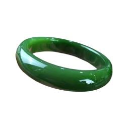 zhuBAOHE Grünes Jade-Armband, Edelstein-Armbänder, Schmuck, Geschenk, Hotan-Jade-Jaspis-Armband, breites spinatgrünes Jade-Armband für Damen,Grün,54mm von zhuBAOHE