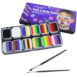 Body Painting Face Paint Kit, 12 Farben Professionelle Palette Waschbar mit Pinsel für Kinder Art Show Halloween Party Colsplay Makeup Body Festlich von zhuolong