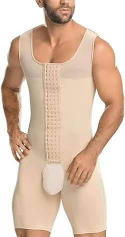 zinhsq Herren-Shapewear, Ganzkörper-Shaper, Kompressions-Body Shaper, Bauchkontrolle, Body, schmales Tank-Top, Kompressionsshirt, Muskel-Shapewear (Color : Beige, Size : L) von zinhsq