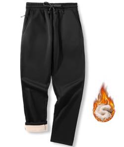 zitysport Herren Jogging Hose Warm Winter Fleece Hosen Kordelzug Sporthosen Gefüttert Sweatpants mit Taschen Fleece Sweathose Trainingshose für Männer(XL-Schwar) von zitysport