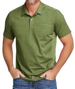 zitysport Herren Poloshirt Kurzarm Atmungsaktives Golf Polo Shirt Männer Sommer Polohemd Knopfleiste Shirts Casual Sport Basic Regular Fit T-Shirt(Armeegrün-2XL) von zitysport