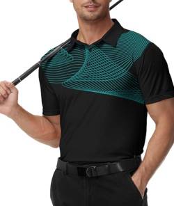 zitysport Herren Poloshirt Kurzarm Atmungsaktives Golf Polo Shirt Männer Sommer Polohemd Knopfleiste Shirts Casual Sport Basic Regular Fit T-Shirt(Schwarz Blau-M) von zitysport