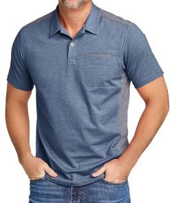 zitysport Herren Poloshirt Kurzarm Atmungsaktives Golf Polo Shirt Männer Sommer Polohemd Knopfleiste Shirts Casual Sport Basic Regular Fit T-shirtt(Blau Grau-2XL) von zitysport