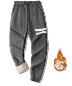 zitysport Herren Thermo Jogginghose Warm Thermo Fleecehose Kordelzug Sporthosen Gefüttert Sweathose mit Taschen Sporthose Dick Winterhose für Männer Trainingshose(S-Dunkelgrau) von zitysport