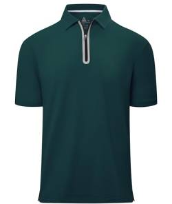 zitysport Polo Shirt Männer Kurzarm Classic mit Zipper Polohemd Schnelltrocknend Tennis T-Shirts Sport Atmungsaktiv Poloshirt mit reißverschluss Freizeit T-Shirt(Dunkelblau Grün-2XL) von zitysport