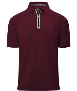 zitysport Poloshirt Herren Kurzarm mit Reißverschluss Regular Fit Polo Hemd Schnelltrocknend T-Shirts Sommer Sport Funktionsshirt Leicht Golf mit Zipper Polo Shirt Männer(Burgunderrot-3XL) von zitysport