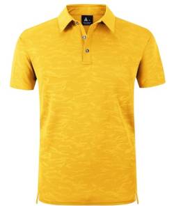 zitysport Poloshirt Herren Kuzarm Tennis Polohemd Schnelltrocknend Atmungsaktiv Sport Tshirt Leicht Polo Shirt Männer(Goldgelb-3XL) von zitysport