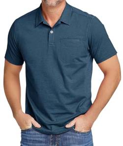 zitysport Poloshirt Herren Kuzarm Tennis Polohemd Schnelltrocknend Atmungsaktiv Sport Tshirt Leicht Polo Shirt Männer(Indigo-XL) von zitysport