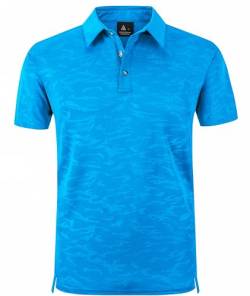 zitysport Poloshirts Herren Kurzarm Regular Fit Polo Hemd Schnelltrocknend T-Shirts Sommer Sport Funktionsshirt Leicht Golf Polo Shirt Männer(Blau Grün-2XL) von zitysport