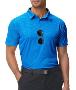 zitysport Poloshirts Herren Kurzarm Regular Fit Polo Hemd Schnelltrocknend T-Shirts Sommer Sport Funktionsshirt Leicht Golf Polo Shirt Männer(Blau Grün-L) von zitysport