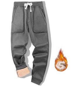 zitysport Thermo Männer Gefütterte Joggerhosen Warme Fleecehose Gefütterte Sporthose mit Taschen Sweathose Baumwolle mit Sherpa Trainingshose Dicke Thermo Sweatpants für Winter(2XL-Dunkelgrau) von zitysport