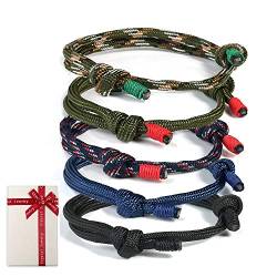 zooting 5 Stück Geflochtene Armbänder Set für Mann Frau,Bunt Marine Seil Schnur Nautische Surf Armband für Männer Herren Jungen,Handgemachtes Navy Seil String Armreif Einstellbar Armkettchen Geschenk von zooting