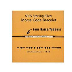 zouwii Custom Morse Code Armband 925 Sterling Silber Perlen auf Seidenschnur Gravur Ihren Namen Geheimbotschaft auf Perlen Armband Geschenke Party Schmuck für Männer Frauen, SterlingSilber von zouwii
