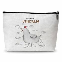 zriauber Chicken Gifts-Anatomy Of A Chicken Make-up-Tasche, Hühnerliebhaber, Geschenke, Huhn, Reißverschluss, Tasche Geschenk für Frau, Freundin, Mutter, Toilettenartikel, Zubehör, A22, von zriauber