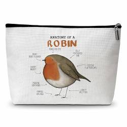 zriauber Robin Gifts-Anatomy Of A Robin Make-up-Tasche, Rotkehlchen-Liebhaber, Geschenke, Rotkehlchen-Reißverschluss-Tasche, Geschenk für Frau, Freundin, Mutter, Toilettenartikel, Zubehör, A16, von zriauber