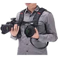 Ztowoto Kamera-Schultergurt, doppelter Gurt, Schnellspanner, verstellbarer Dual-Kamera-Haltegurt mit Sicherheitsgurt und Objektiv-Reinigungstuch für DSLR-Kameras (ztowoto-3) von ztowoto