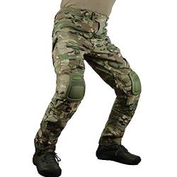 zuoxiangru Herren Multicam Taktische Hose Multi-Pockets Militär Camo Outdoor Airsoft Combat Jagdhose mit Knieschützern (CP, Tag 34) von zuoxiangru