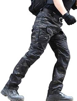 zuoxiangru Wasserfeste Herren Hose Relaxed Fit Tactical Combat Army Cargo Arbeitshose mit Mehrfachtasche (#56 Ay, Tag XXL) von zuoxiangru