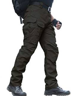 zuoxiangru Wasserfeste Herren Hose Relaxed Fit Tactical Combat Army Cargo Arbeitshose mit Mehrfachtasche (#56 Schwarz, Tag M) von zuoxiangru