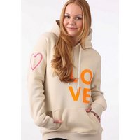 Zwillingsherz Kapuzensweatshirt mit Aufschrift "LOVE" in Neon von zwillingsherz