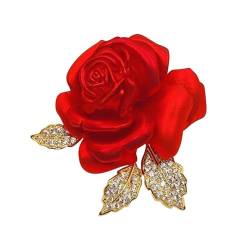 Rote Blume Pin | Modische Blumenbrosche | Rote Rose Kleidung Zubehör | Zinklegierung Blume Pins Urlaub Rote Rose Broschen Party Rose Brosche Mode Rose Kleidung Zubehör, Refer to description, Zink, von zwxqe