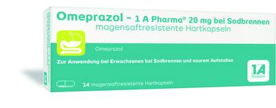 OMEPRAZOL-1A Pharma 20 mg bei Sodbrennen HKM 14 St von 1 A Pharma GmbH