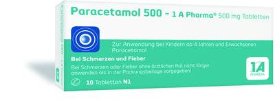PARACETAMOL 500-1A Pharma Tabletten 10 St von 1 A Pharma GmbH