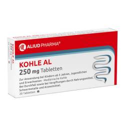 Kohle AL 250 mg Tabletten bei Durchfall 20 St von ALIUD Pharma GmbH