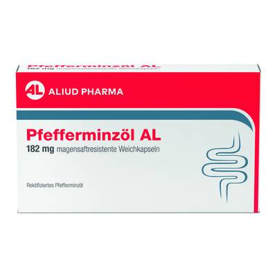 Pfefferminz�l AL 182 mg Weichkapseln bei Bauchkr�mpfen, Bauchschmerzen, Bl�hungen 60 St von ALIUD Pharma GmbH