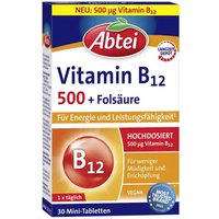 Abtei Vitamin B12 500 + Folsäure Mini-Tabletten von Abtei