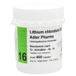 "BIOCHEMIE Adler 16 Lithium chloratum D 12 Tabl. 400 Stück" von "Adler Pharma Produktion und Vertrieb GmbH"