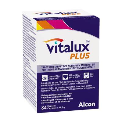 "VITALUX Plus Kapseln 84 Stück" von "Alcon Deutschland GmbH, Geschäftsbereich Vision Care Ocular Health"