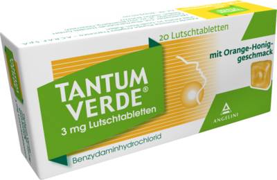 TANTUM VERDE 3 mg Lutschtabl.m.Orange-Honiggeschm. 20 St von Angelini Pharma Deutschland GmbH