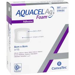 AQUACEL Ag Foam adhäsiv 8x8 cm Verband 10 St Verband von Avitamed GmbH