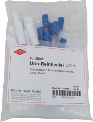 URIN BEINBEUTEL 500 ml R�ckl.Sp.m.Abl.schr�g 10 St von B�ttner-Frank GmbH